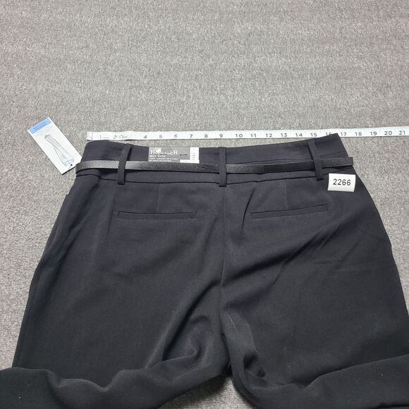 APT 9 Pants Womens 10 Black Straight Leg Mid Rise Career Trousers Belt‎ Office - Picture 8 of 9